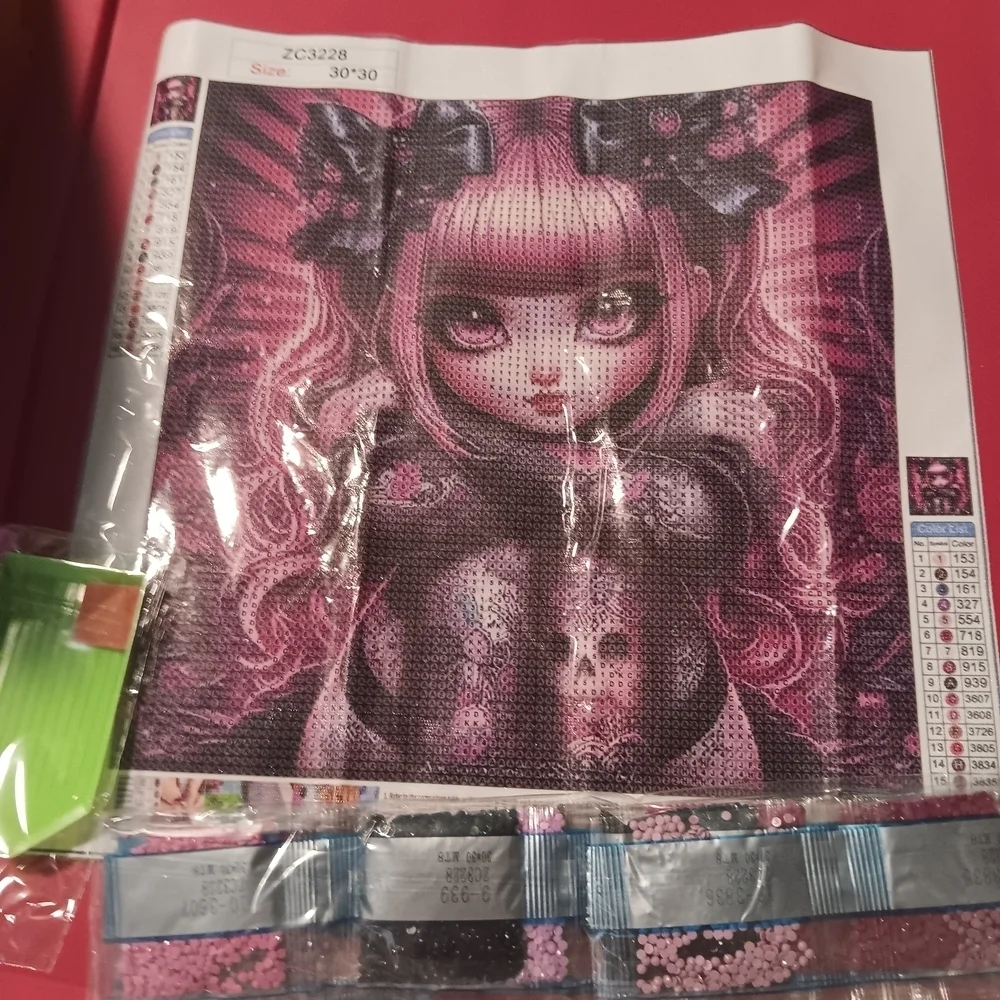 Pink and Black Goth Girl Diamond Painting Kit 30x30